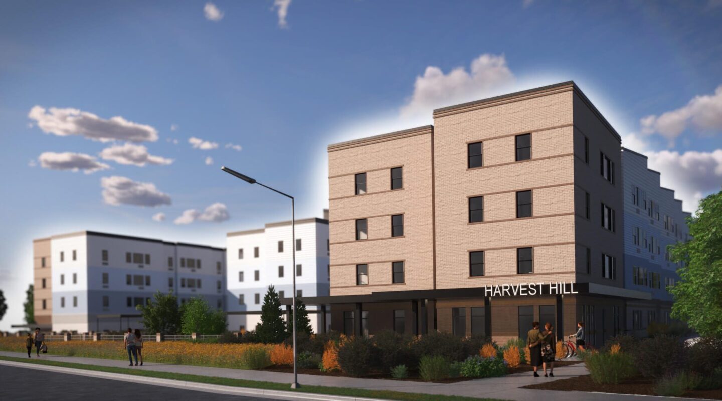 front rendering of harvest hill